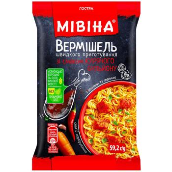 Вермішель МІВІНА® зі смаком курячого бульйону з овочами та зеленню гостра 59,2г - купити, ціни на - фото 1