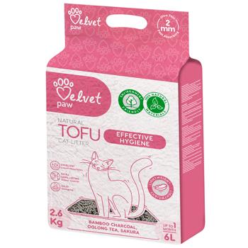 Velvet Paw TOFU Effective Hygiene наповнювач для котячого туалету 6 л - чай улун та сакура - купить, цены на MasterZoo - фото 1