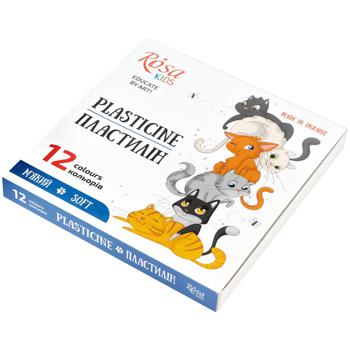 Пластилин Rosa Kids Cats со стеком 12 цветов - купить, цены на Auchan - фото 1
