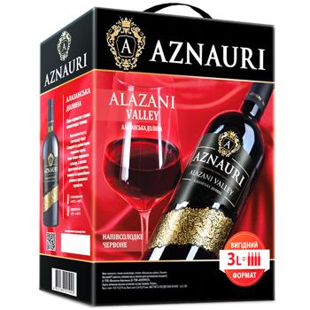 Вино Aznauri Алазанська Долина червоне напівсолодке 9-13% 3л - купити, ціни на Чудо Маркет - фото 1