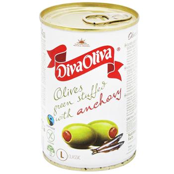 Оливки Diva Oliva с анчоусом 314мл - купить, цены на Чудо Маркет - фото 1