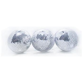 Silver Christmas Balls 8cm 3pcs - buy, prices for COSMOS - photo 1