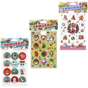 Зимові наліпки В6 2 аркуши в асортименті - купити, ціни на МегаМаркет - фото 1