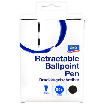 Ручка Aro шариковая автоматическая черная 1мм 50шт - купить, цены на METRO - фото 2