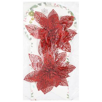 Red Flowers Christmas Tree Decoration 2pcs 14cm