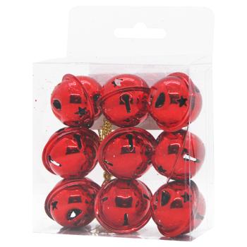 Украшения ёлочные Набор круглых колокольчиков 9шт 3см