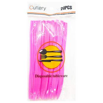 Plastic Pink Knives 155mm 20pcs - buy, prices for Tavria V - photo 1