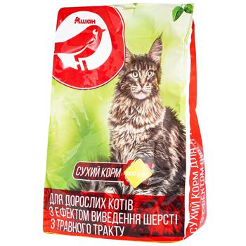 Корм Ашан для вывода шерсти для котов 400г - купить, цены на Auchan - фото 1