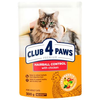 Корм сухий Club 4 Paws Premium з куркою для виведення шерсті у котів 300г - купити, ціни на Auchan - фото 1