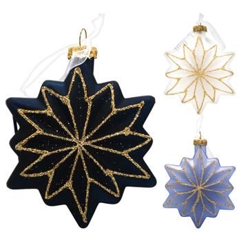 Decoris Star Glitter Glass Pendant 10.5cm in assortment - buy, prices for METRO - photo 1