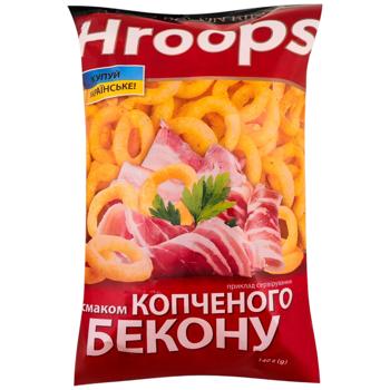 Снеки кукурудзяні Hroops зі смаком копченого бекону 140г