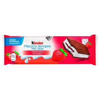 Тістечко бісквітне Kinder Milk-Slice молоко-полуниця 28г - купити, ціни на МегаМаркет - фото 1