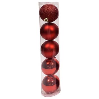 Actuel Red Christmas Tree Ball 8cm 5pcs