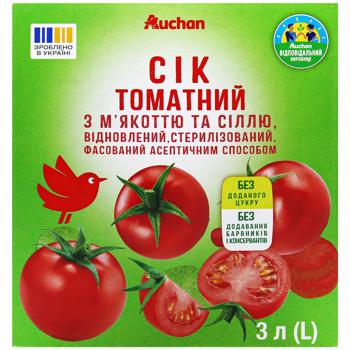 Сік Auchan томатний з м'якоттю та сіллю 3л - купити, ціни на - фото 2