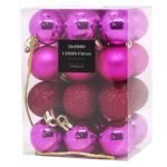 Koopman Set of Christmas Balls 3сm 24pcs Fuchsia