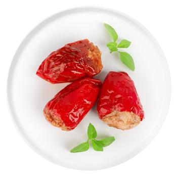 Peppers Stuffed with Chicken, Bulgur, Vegetables