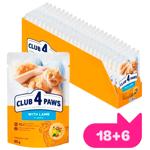 Корм влажный Club 4 Paws Premium с ягненком для кошек 18+6шт х 85г