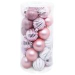 Plastic Pink Christmas Balls 5cm 30pcs