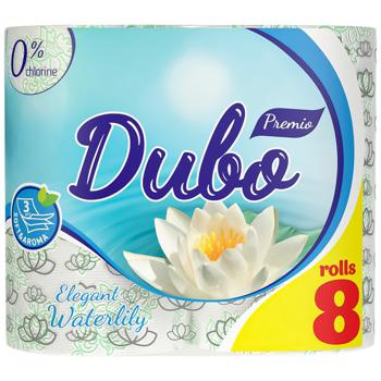 Туалетная бумага Диво Premio Waterlily белая 3-слойная 8шт