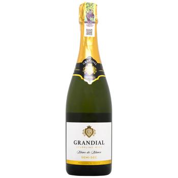 Вино ігристе Grandial Blanc de Blancs Demi-Sec біле напівсухе 11% 0,75л - купити, ціни на МегаМаркет - фото 1