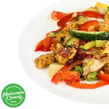 Chicken with Salad and Spicy Nut Dressing