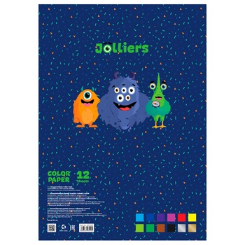 Бумага цветная А4 Kite Jolliers 12л 12цв - купить, цены на ULTRAMARKET - фото 2