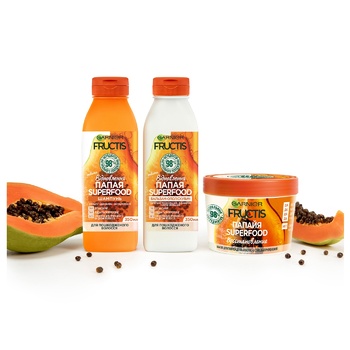 Garnier Fructis Superfood Papaya mask for damaged hair 390ml - buy, prices for Auchan - photo 4