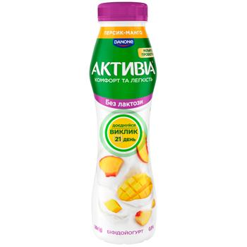 Бифидойогурт Активиа Персик-манго без лактозы 0,8% 260г - купить, цены на КОСМОС - фото 1