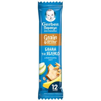 Батончик фруктово-злаковий Gerber Grain&Grow Банан та яблуко у вафельному листі 25г