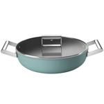 Smeg 50x Matte Emerald Green Frying Pan with Two Handles and Lid 28cm