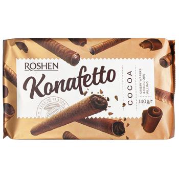 Трубочки вафельные Roshen Konafetto Cocoa 140г - купить, цены на КОСМОС - фото 1