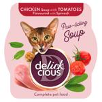 Суп для кошек Delickcious с курицей, томатами и шпинатом для кошек 80г