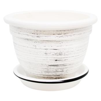 Violet Gloss White-Black Flowerpot - buy, prices for MegaMarket - photo 1