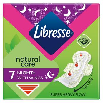 Прокладки гигиенические Libresse Natural Care Maxi Night 7шт - купить, цены на Auchan - фото 1