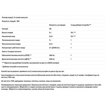 Рыбий жир Now Foods Molecularly Distilled Omega-3 1000мг 200 гелевих капсул - купить, цены на - фото 3