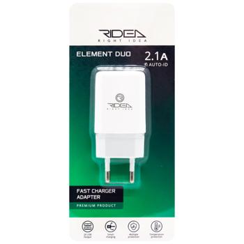 Ridea RW-21011 Element Duo 2USB 2.1 A White Fast Charger Adapter
