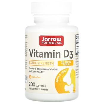 Вітамін Д3, холекальциферол, Vitamin D3, Jarrow Formulas, 1000 МО, 200 капсул