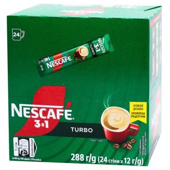 Напиток кофейный NESCAFÉ® 3-в-1 Turbo растворимый в стиках 12г х 24шт