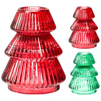 ПІДСВІЧНИК 6Х8СМ СКЛО ЯЛИНКА - купить, цены на Auchan - фото 1