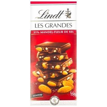 Шоколад черный Lindt Les Grandes с миндалем и солью 150г - купить, цены на METRO - фото 1