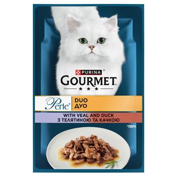 Корм вологий Gourmet Perle Duo з телятиною та качкою для котів 85г - купити, ціни на Чудо Маркет - фото 1