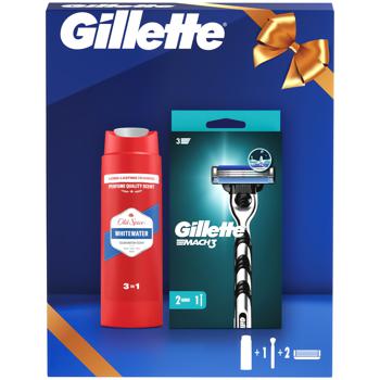 Набор подарочный Gillette Станок для бритья Mach3 с 2 картриджами и Old Spice Гель для душа Whitewater 250мл