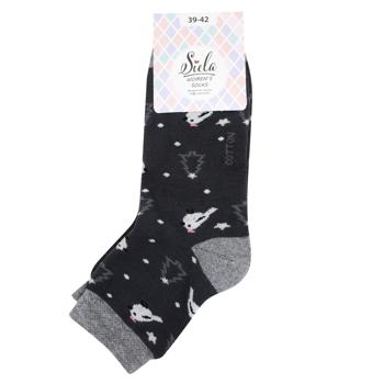 Siela Birds High Classic Terry Women's Socks s.39-42 Dark Grey