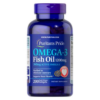 Puritan's Pride Omega-3 Fish Oil 1200mg (360mg Active Omega-3) 200 softgels - buy, prices for Biotus - photo 1