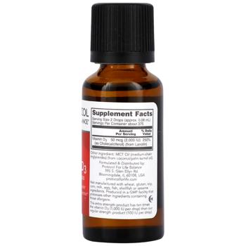 Вітамін D3, Liquid Vitamin D3, Protocol for Life Balance, підвищена сила, 2000 МО, 30 мл - купить, цены на Biotus - фото 2