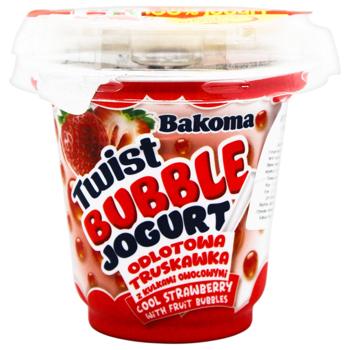 Йогурт Bakoma Twist Bubble Клубника с фруктовыми шариками 210г
