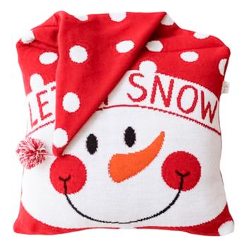 Подушка декоративная Прованс Снеговик в колпаке вязаная 45x45см