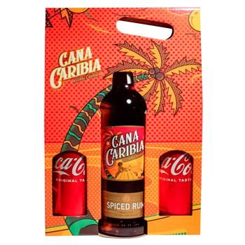 Напій ромовий Cana Caribia Spiced Gold Rum 35% + кока кола 2 шт 0,7 л - купить, цены на Эпицентр FOOD - фото 1