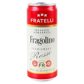 Напій винний ігристий Fratelli Fragolino Rosso червоний напівсолодкий 6-6,9% 0,33л - купити, ціни на КОСМОС - фото 1