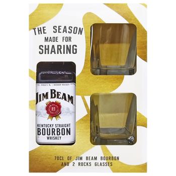 Набор Виски Jim Beam White 40% 0,7л + 2 стакана - купить, цены на КОСМОС - фото 2